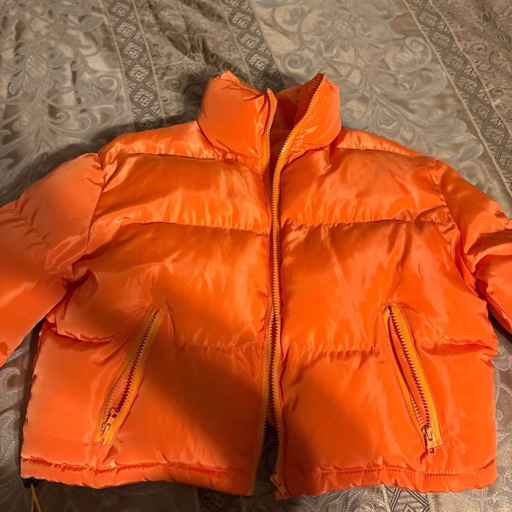 Fashion Nova Orange Puffer Jacket